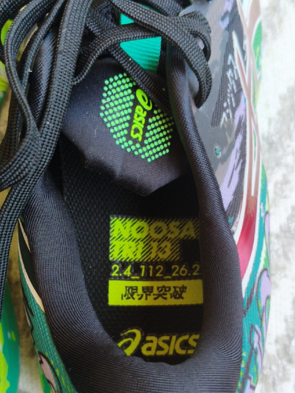 ASICS WOMEN'S Noosa Tri 13 Sneaker - Black & Neon Green New Condition! Size 9 - Picture 9 of 9